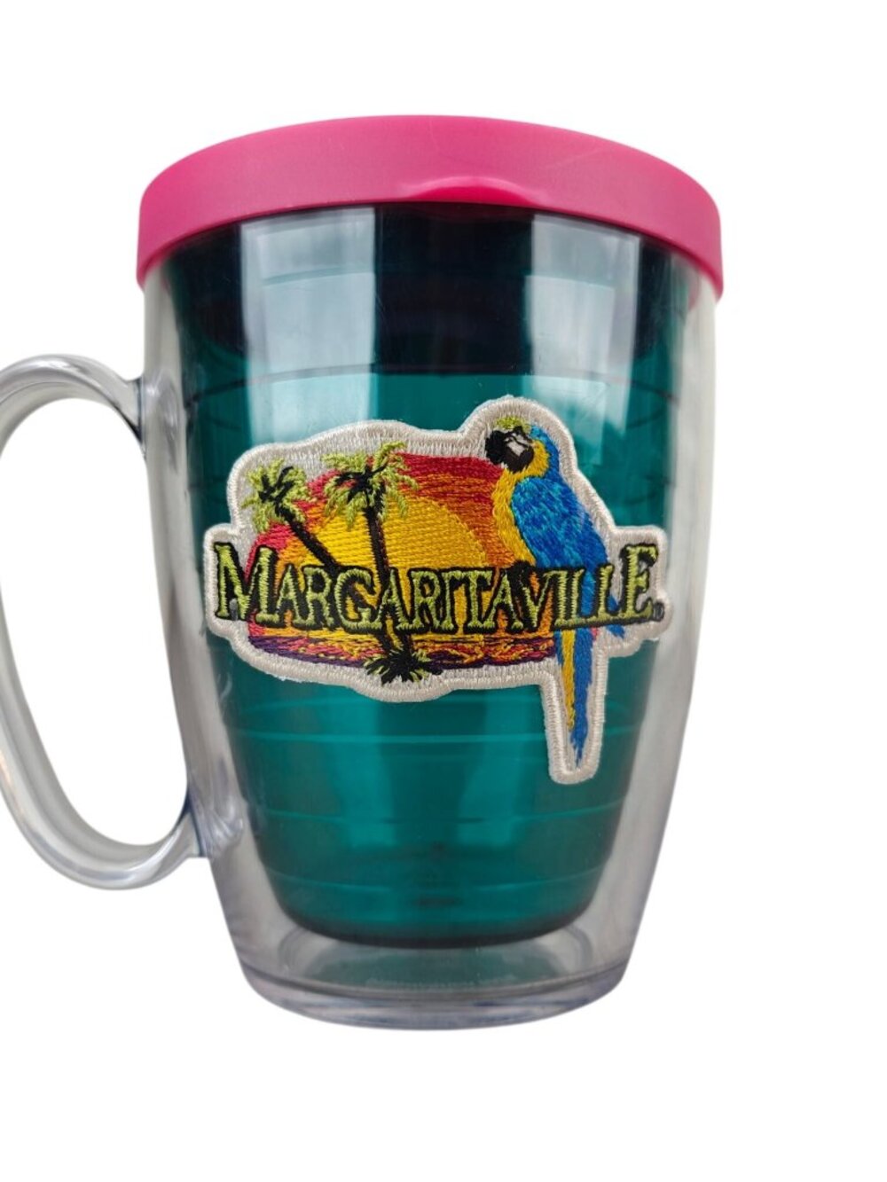 Margaritaville Insulated Plastic Travel Mug Parrot Pink Lid 16 Oz Tervis